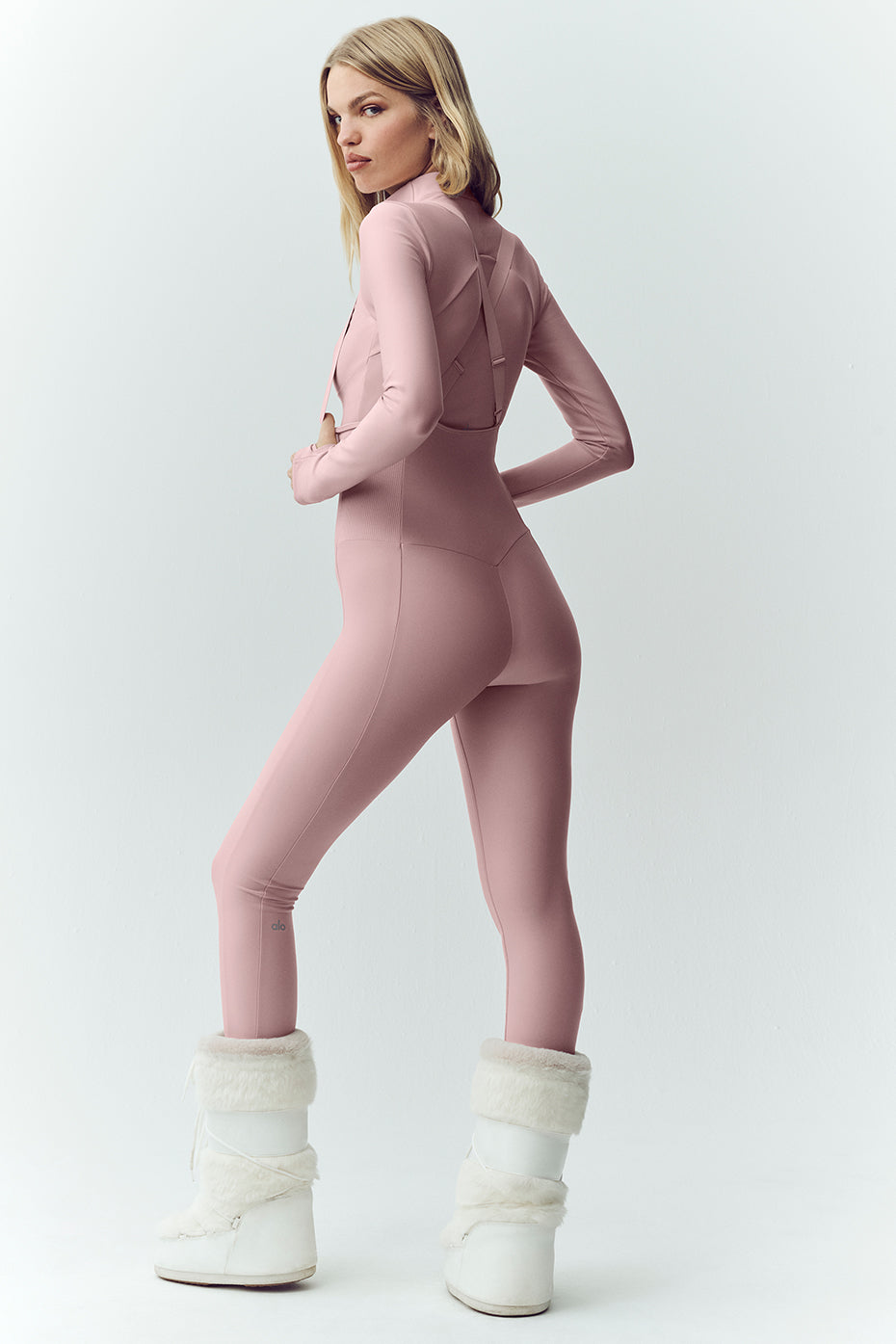 Alo Yoga Airlift Winter Warm Ski Time Bib - Pink Champagne