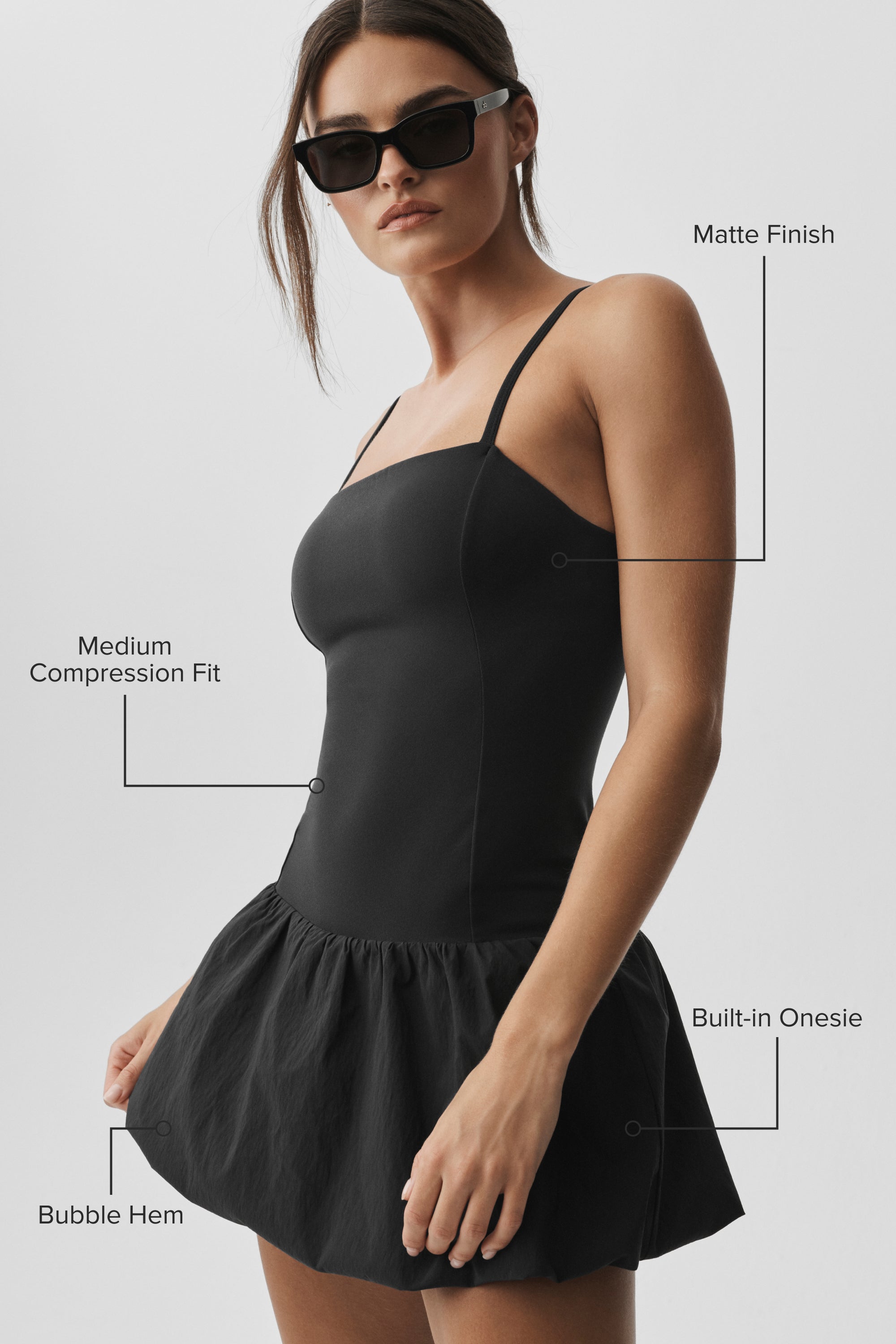 Alo Yoga Airbrush Love Match Tennis Dress - Black