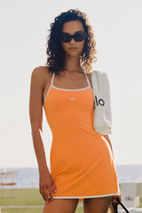 Alo Yoga ALO Softsculpt Halter Tennis Dress - Satsuma Breeze/White