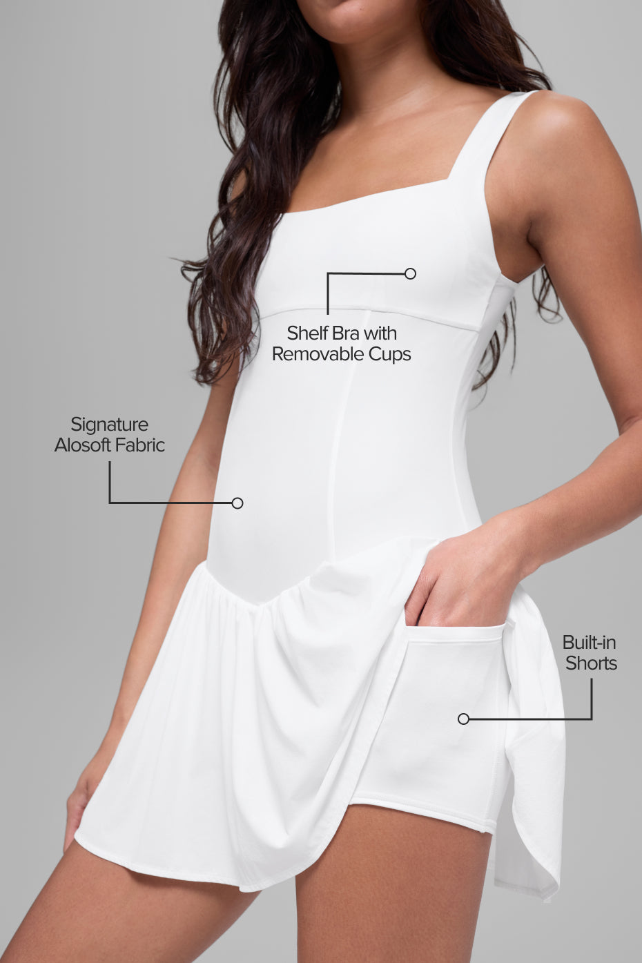 Alo Yoga Alosoft Break Point Tennis Dress - White