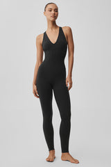 Alo Yoga Airbrush Sparks Fly Corset Onesie - Black