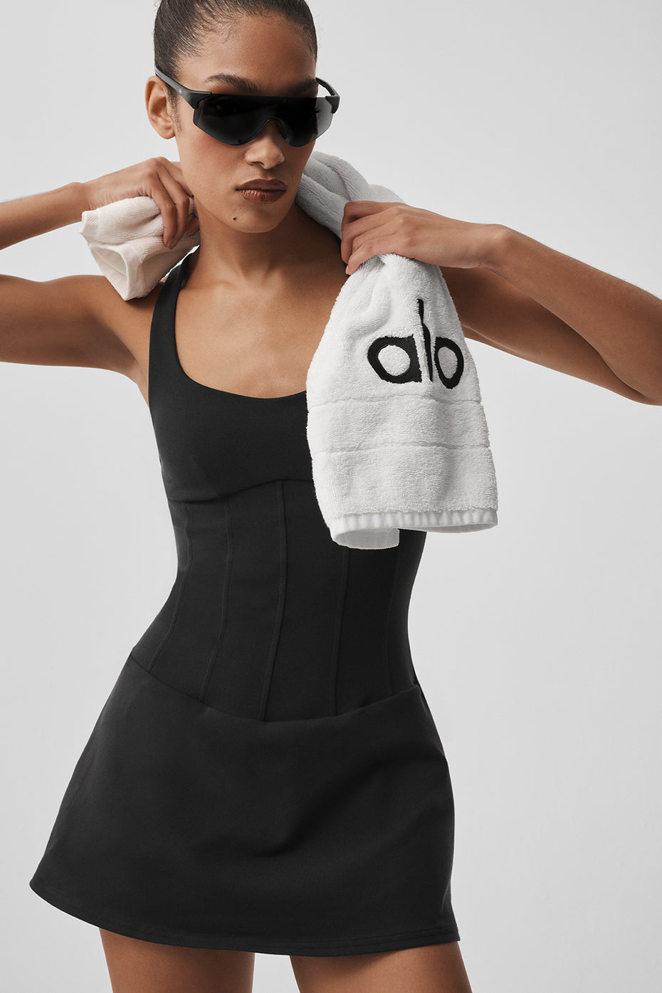 Alo Yoga Airbrush Sparks Fly Corset Tennis Dress - Black