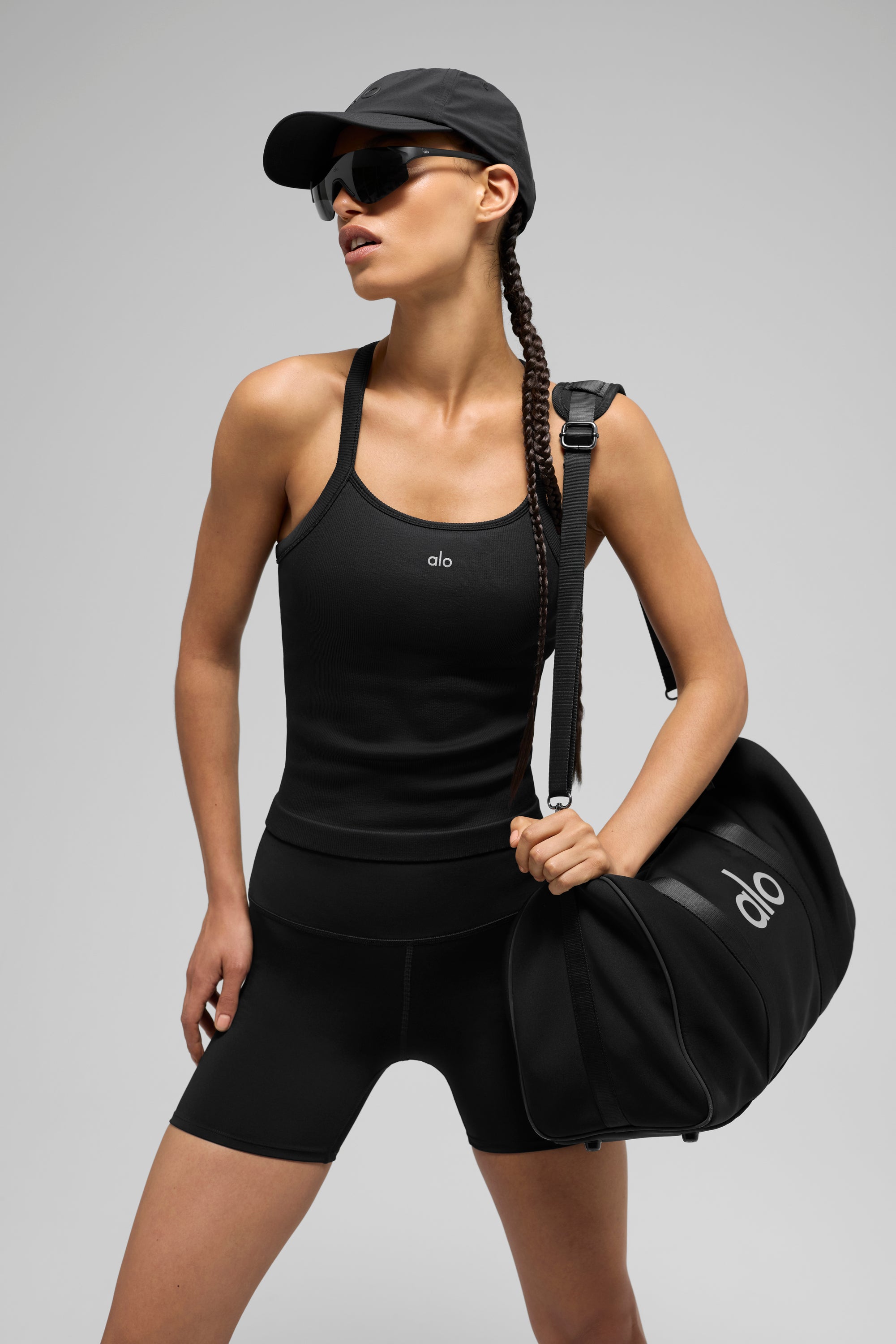 Alo Yoga Seamless Ribbed Favorite Full Length Bra Tank - Black