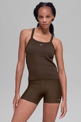 Alo Yoga Seamless Ribbed Favorite Full Length Bra Tank - Espresso