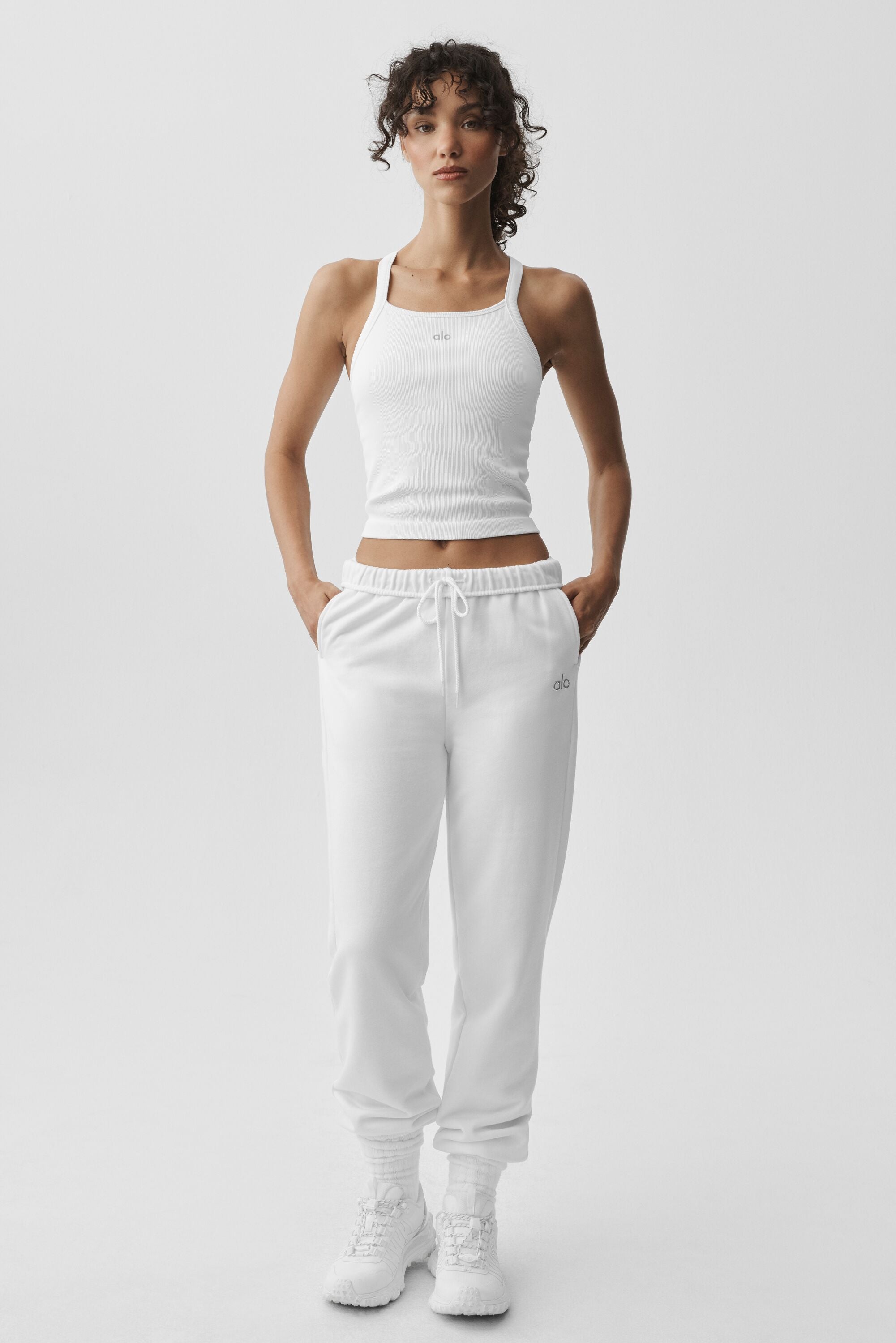 Alo Yoga Seamless Ribbed Favorite Full Length Bra Tank - White