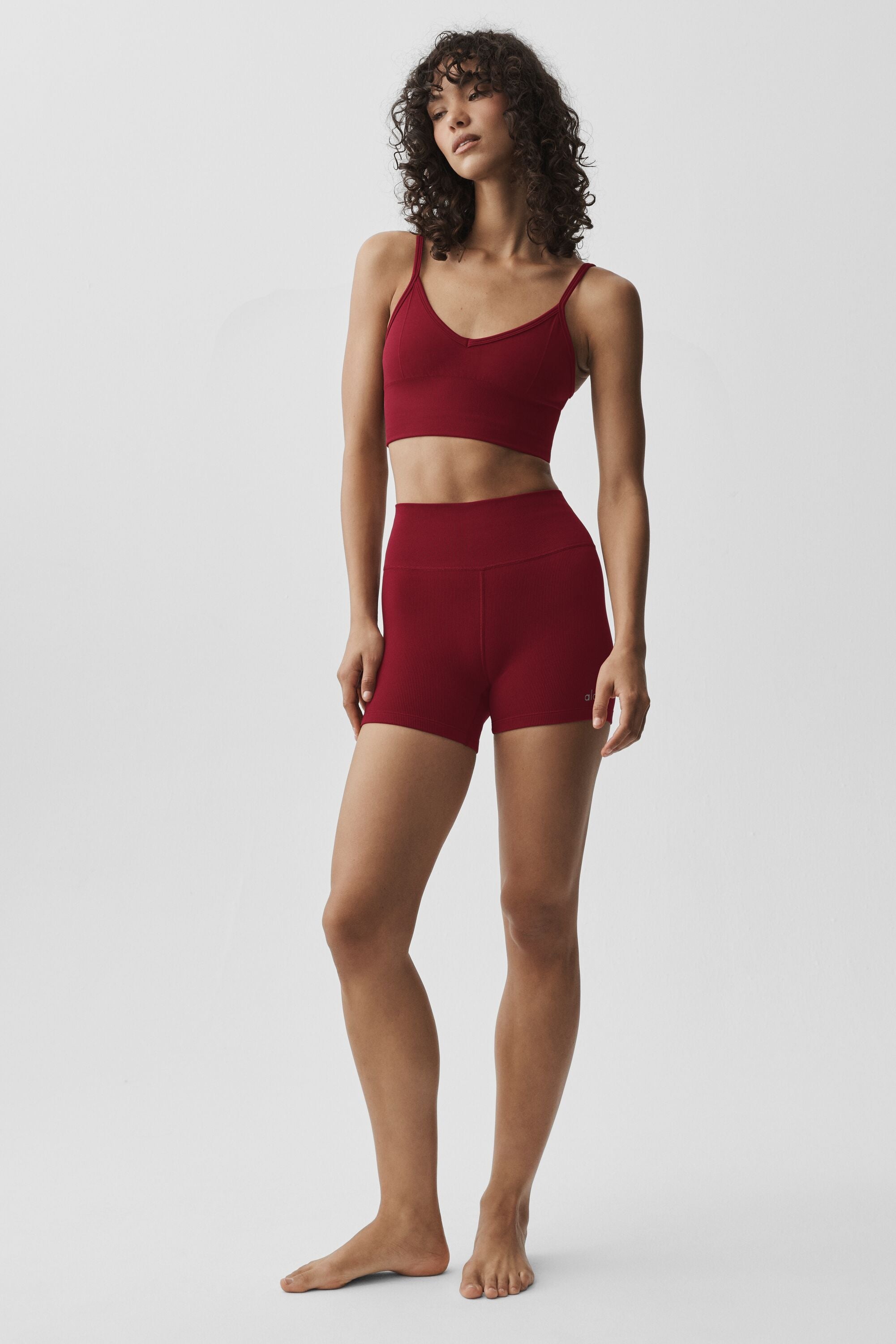 Alo Yoga Seamless Modal Ribbed Delight Bralette - Summer Romance Red