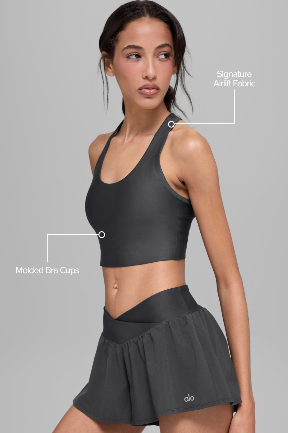 Alo Yoga Airlift Super Sleek Bra Tank - Anthracite