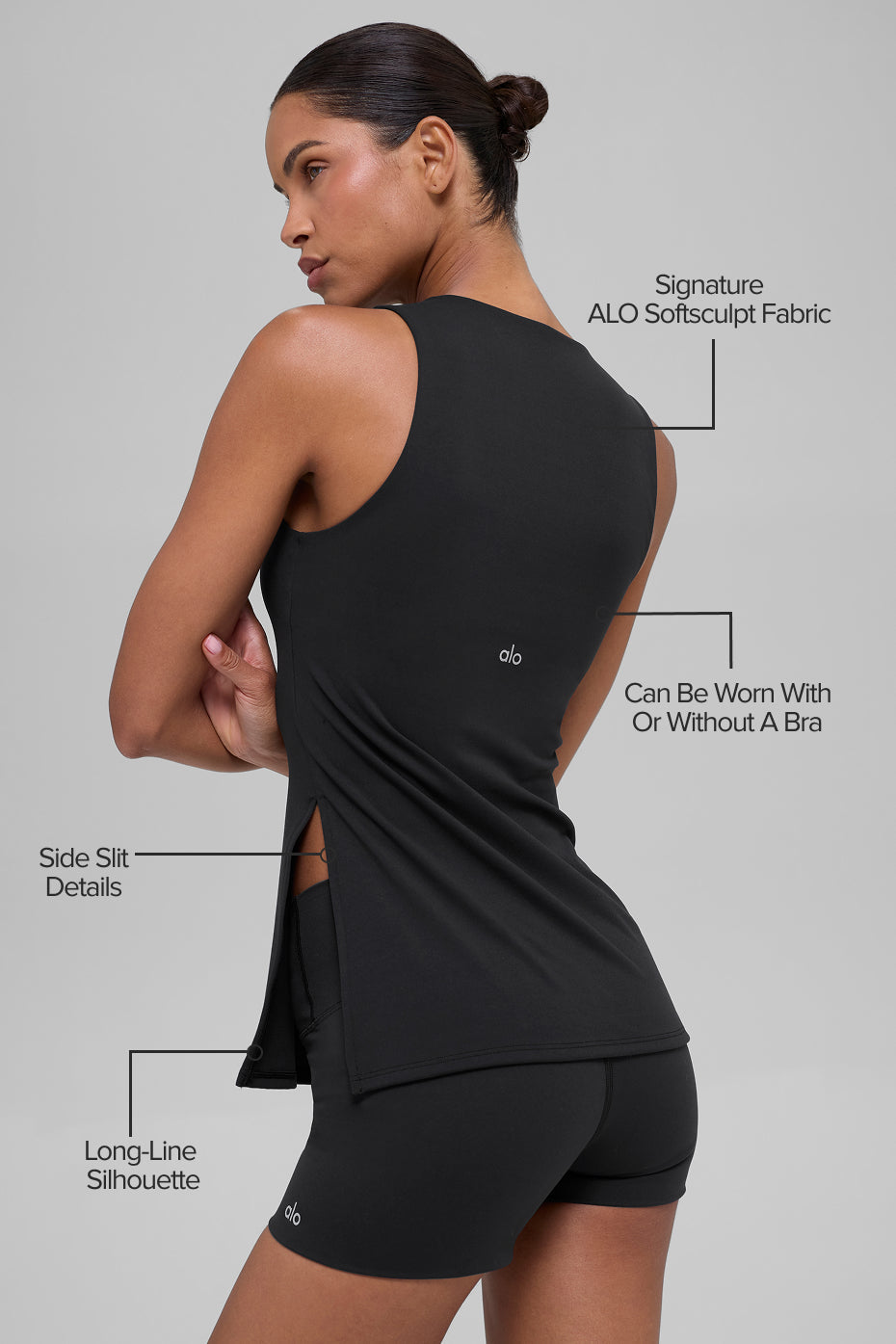 Alo Yoga ALO Softsculpt Precision Full Length Bra Tank - Black