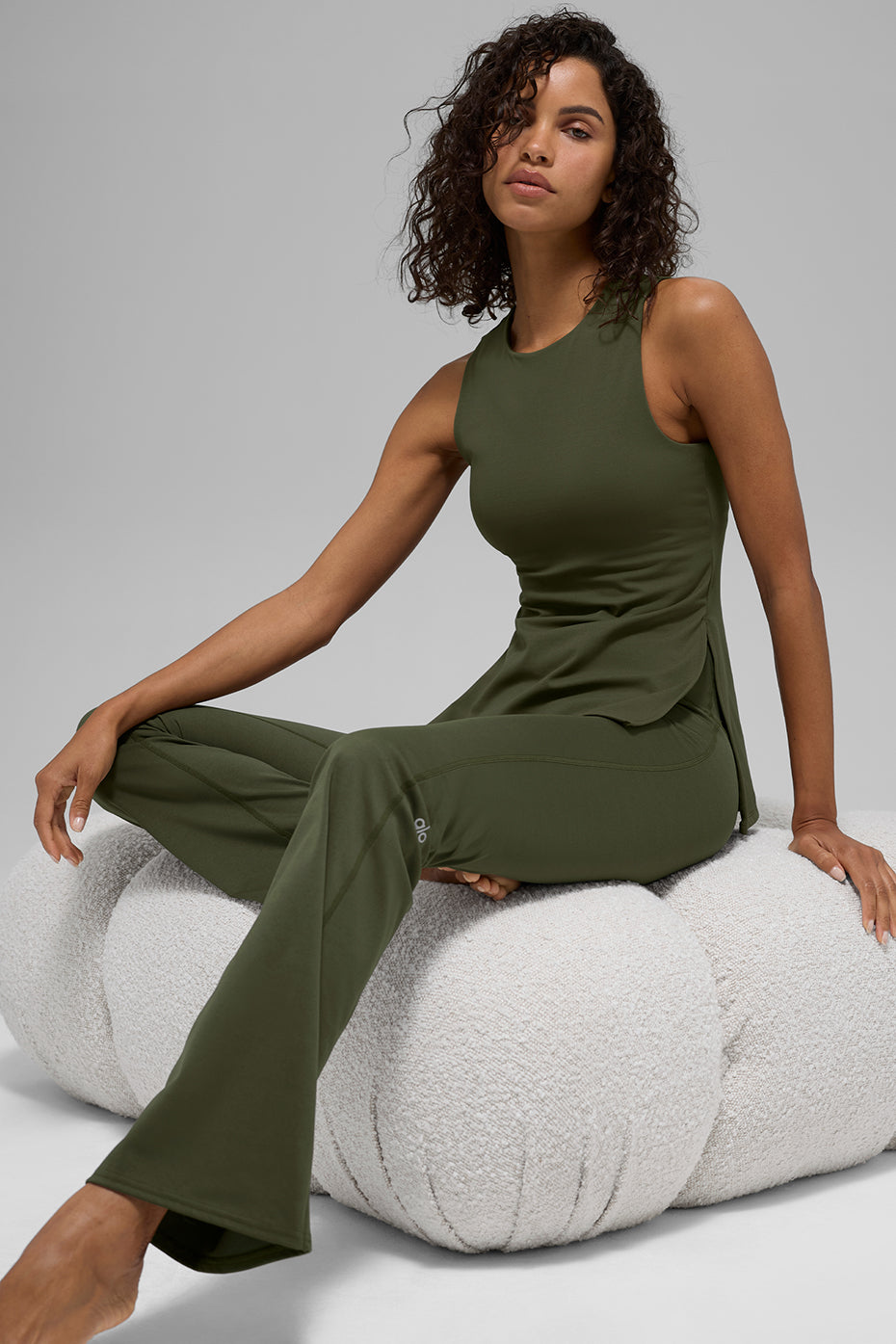Alo Yoga ALO Softsculpt Precision Full Length Bra Tank - Green Olive