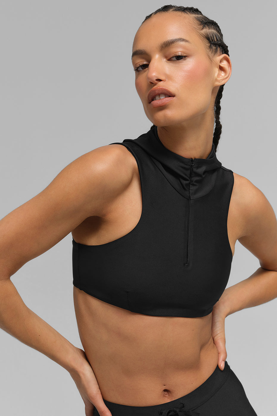 Alo Yoga Airlift Light Speed Hooded Bra - Black