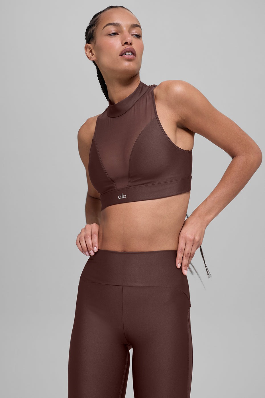 Alo Yoga Airlift Mesh Infatuation Bra - Brownstone