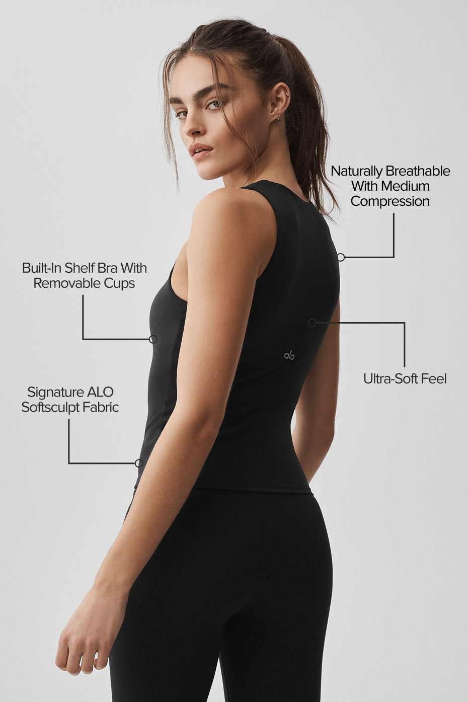 Alo Yoga ALO Softsculpt No Nonsense Bra Tank - Black