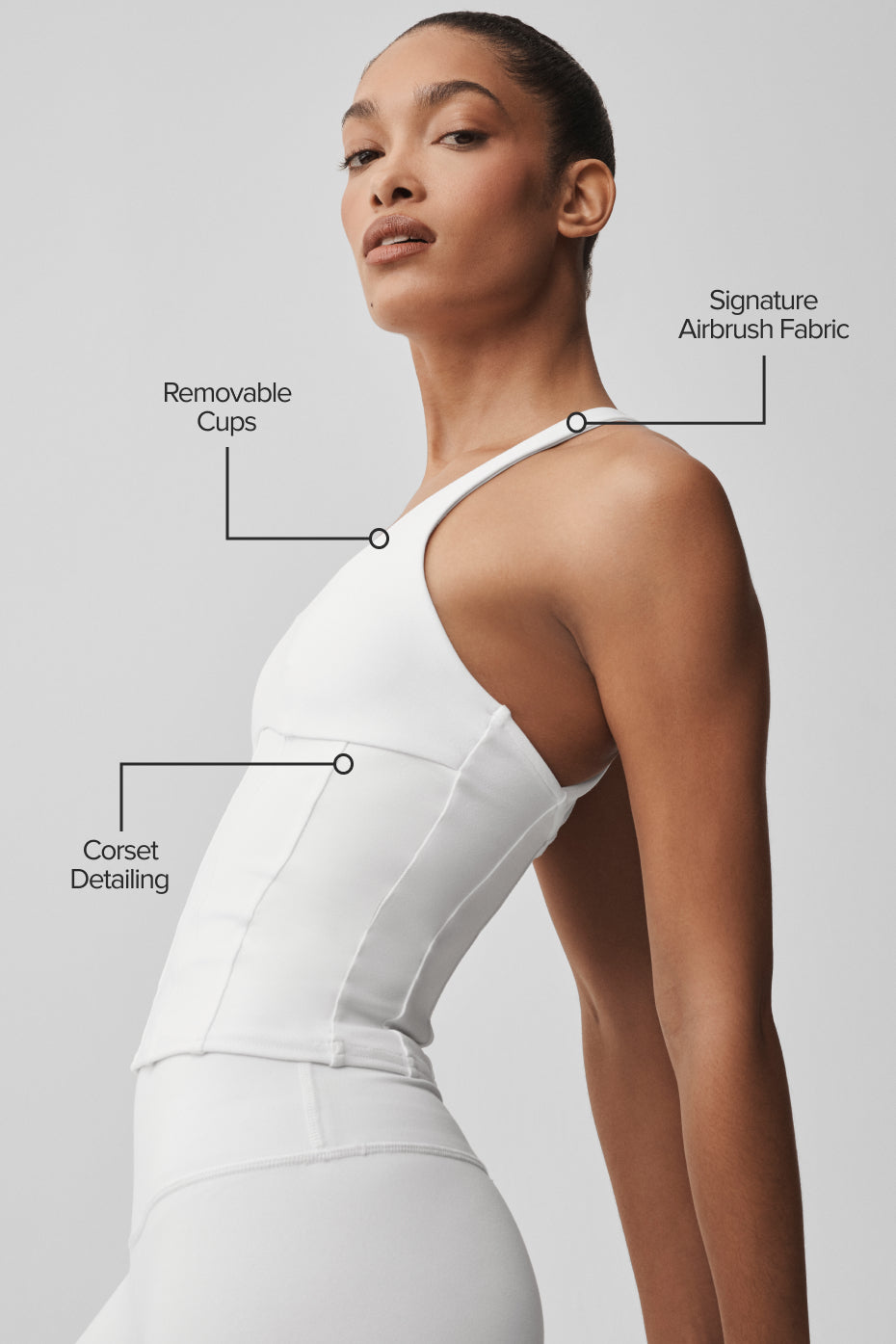 Alo Yoga Airbrush Sparks Fly Corset Tank - White