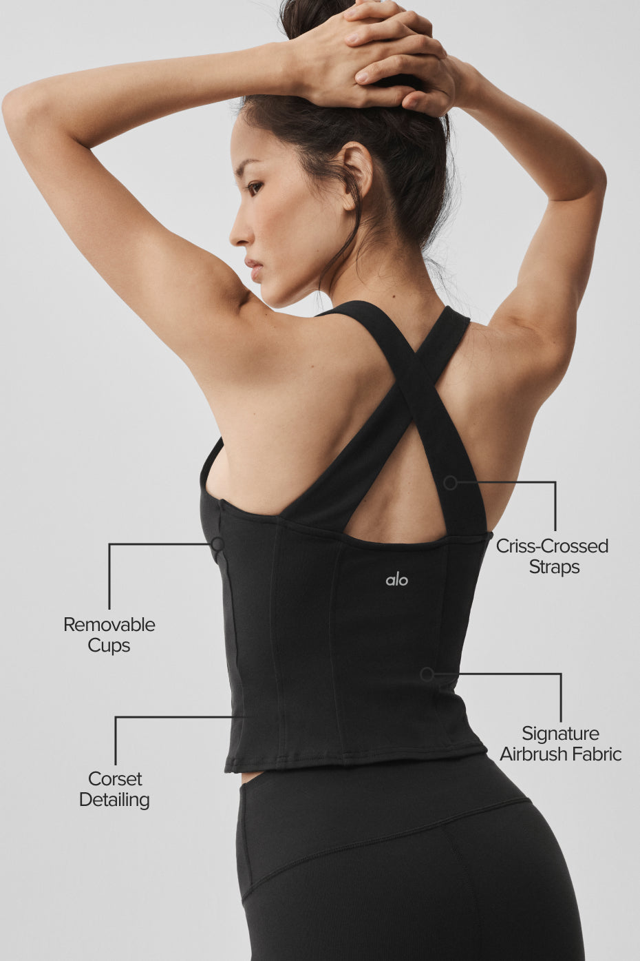 Alo Yoga Airbrush Sparks Fly Corset Tank - Black
