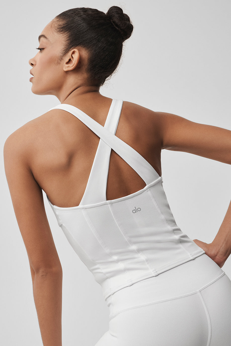 Alo Yoga Airbrush Sparks Fly Corset Tank - White