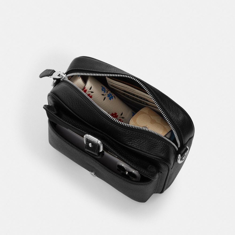 Coach Warner Crossbody Bag In Signature Canvas Gunmetal Charcoal Black