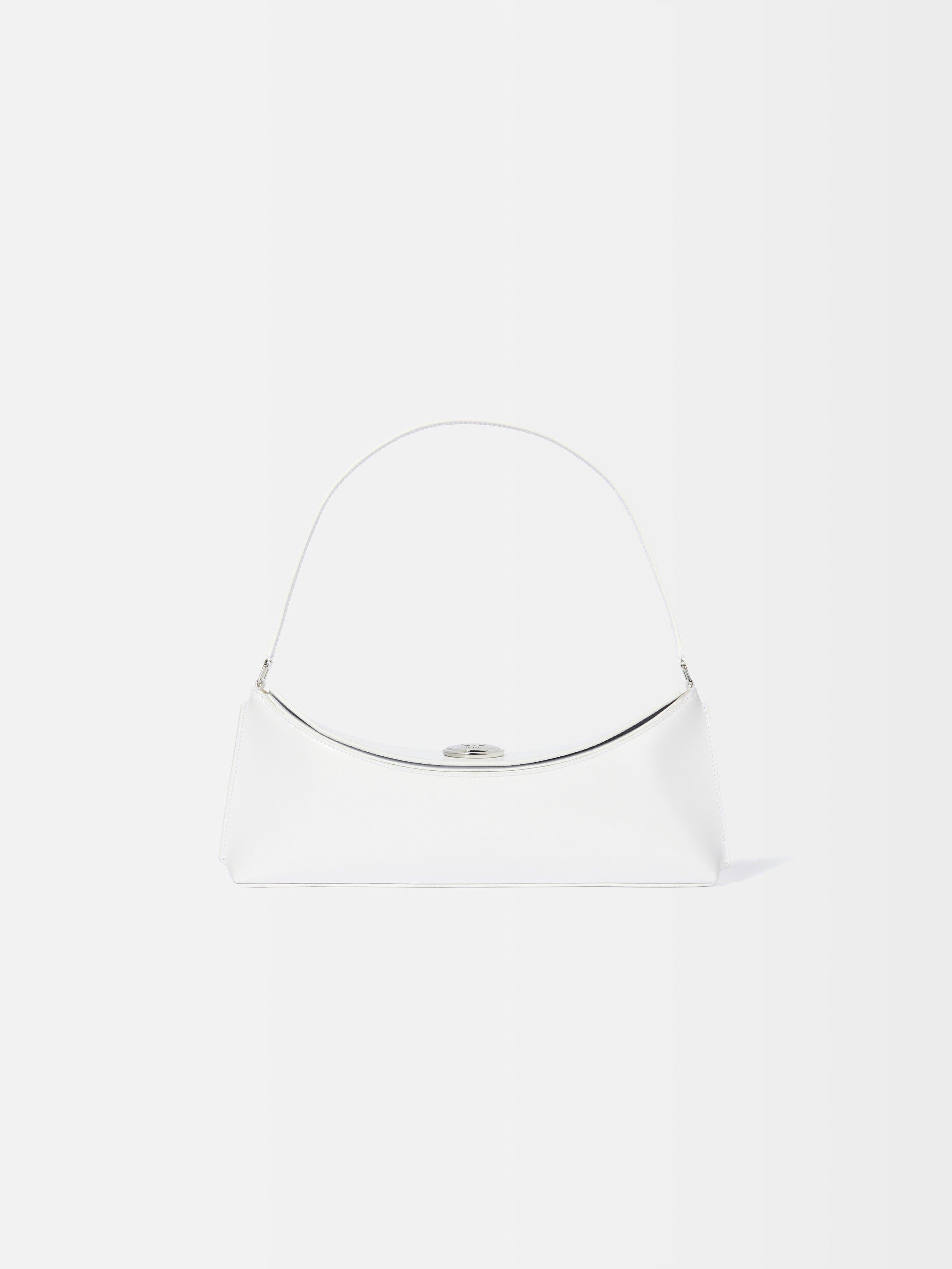 Jacquemus The Ovalo Clutch Shoulder Bag In Glazed Leather White