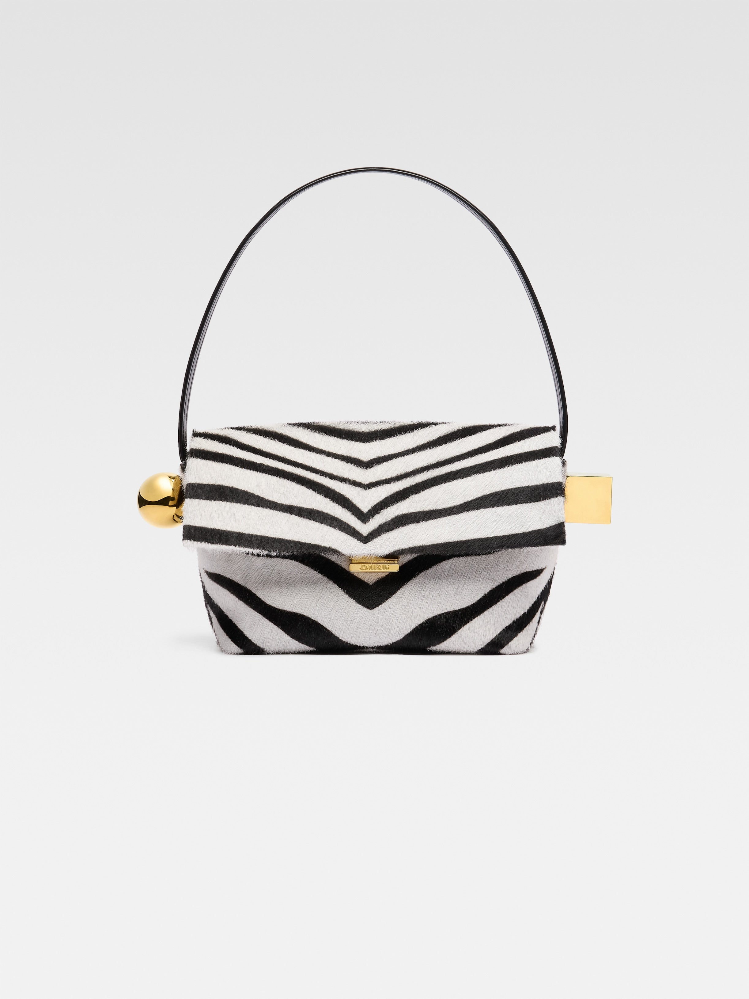 Jacquemus The Rond CarreFolded Shoulder Bag Black & White Zebra