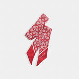Coach Textured Signature Print Silk Skinny Scarf True Red
