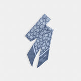 Coach Textured Signature Print Silk Skinny Scarf Light Denim