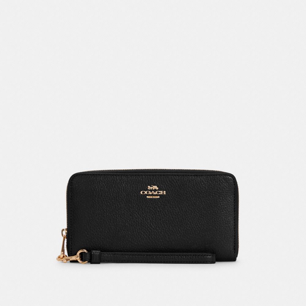 Coach Long Zip Around Wallet Gold Black