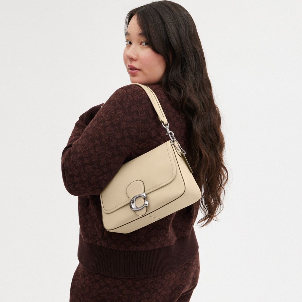 Coach Soft Tabby Shoulder Bag Silver Ivory