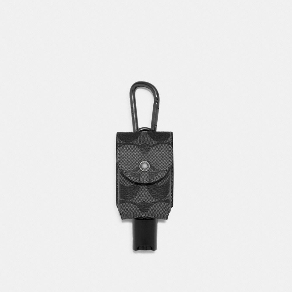 Coach Hand Sanitizer Holder In Signature Canvas Gunmetal Charcoal
