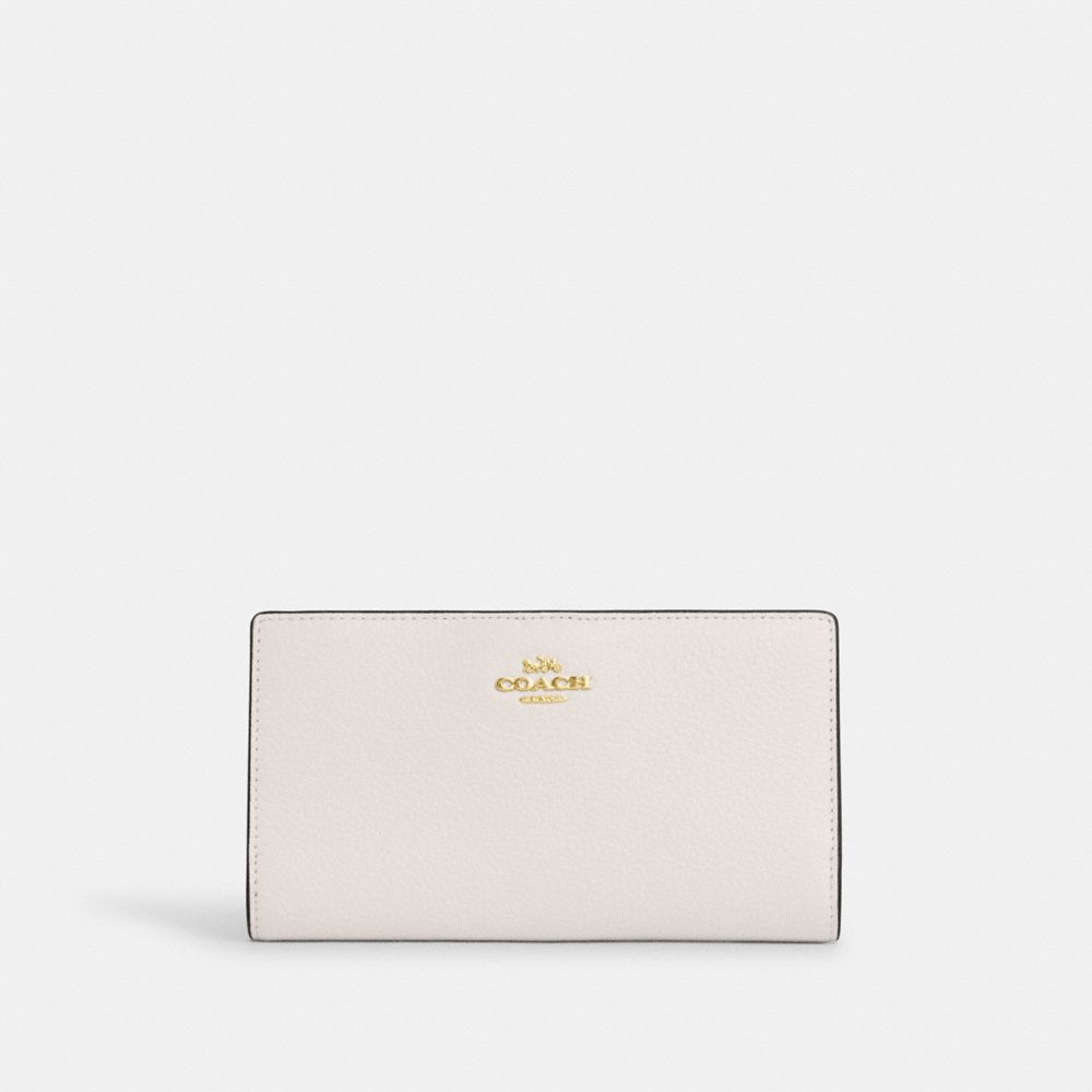 Coach Slim Zip Wallet Gold Chalk