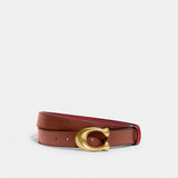 Coach Sculpted C Buckle Cut To Size Reversible Belt, 32 Mm Brass Red 1941 Saddle