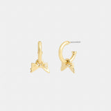 Coach Mini Bow Charm Huggie Earrings Gold