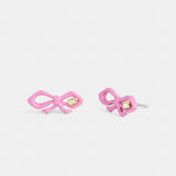 Coach Resin Mini Bow Stud Earrings Gold Pink