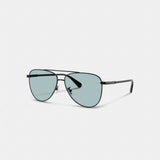 Coach C Hardware Metal Pilot Sunglasses Black Blue