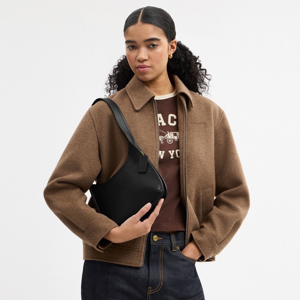 Coach Curve Zip Bag Brass Black