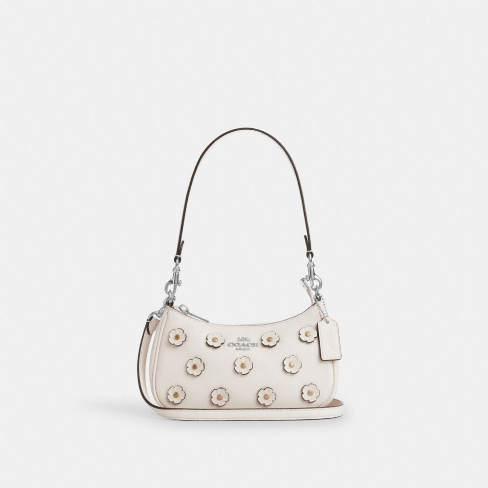 Coach Teri Mini Crossbody Bag With Floral Applique Silver Chalk
