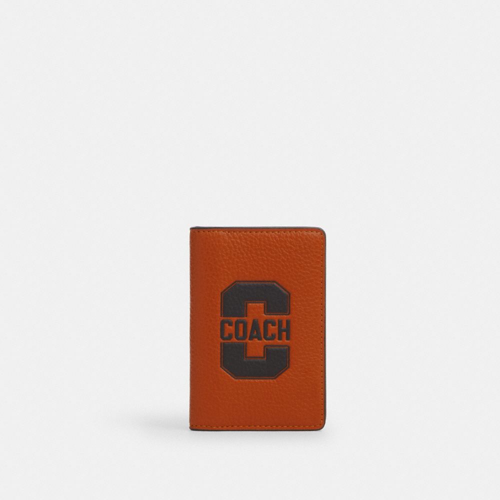 Coach Id Card Wallet With Varsity Motif Toffee & Black
