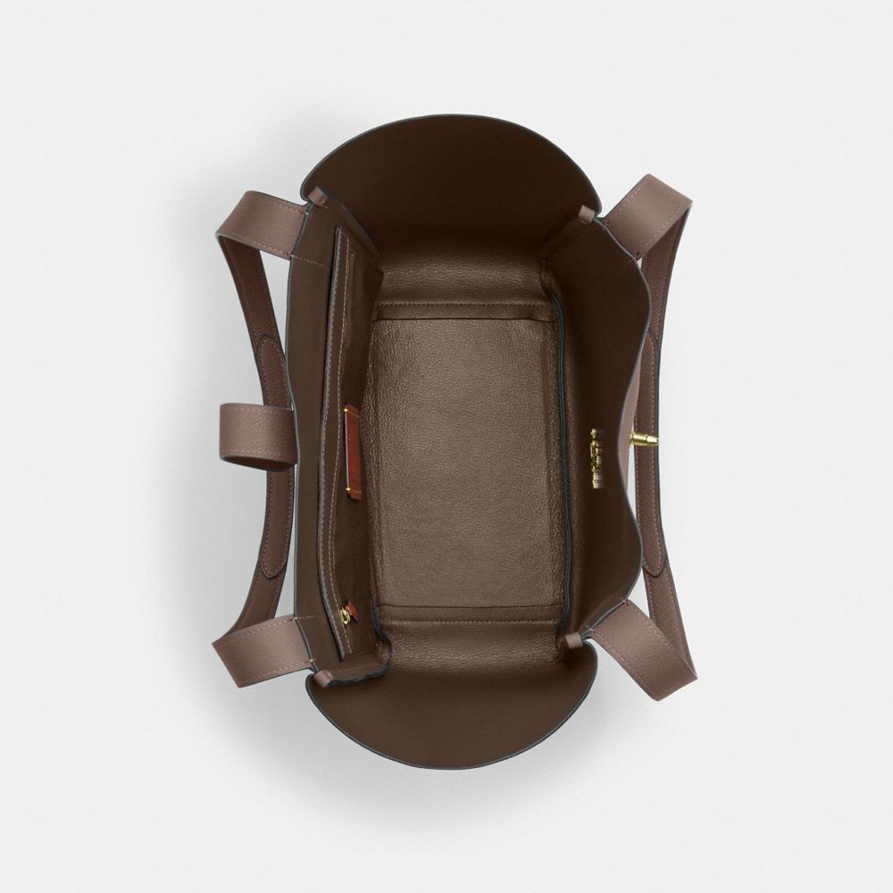 Coach Hadley Turnlock Tote Bag Gold Dark Stone