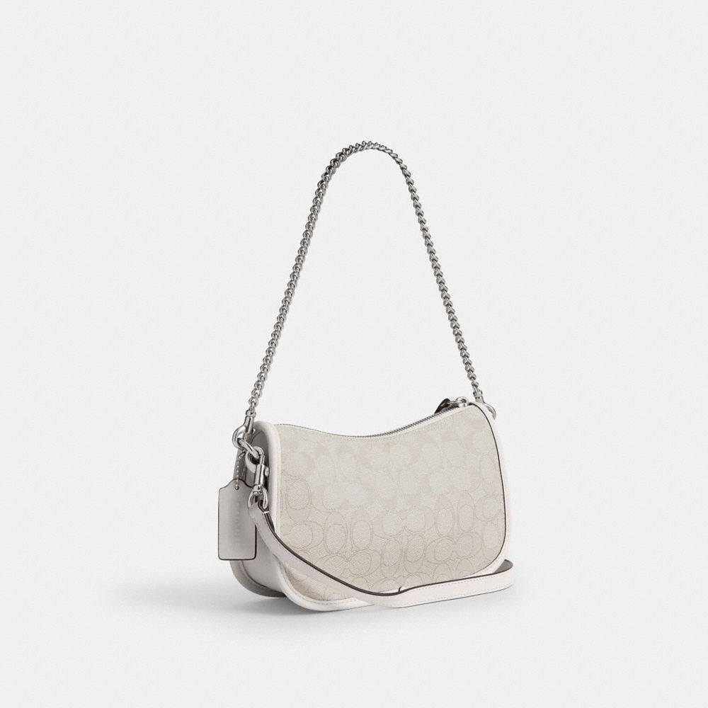 Coach Swinger Bag In Signature Jacquard Silver Cloud Chalk