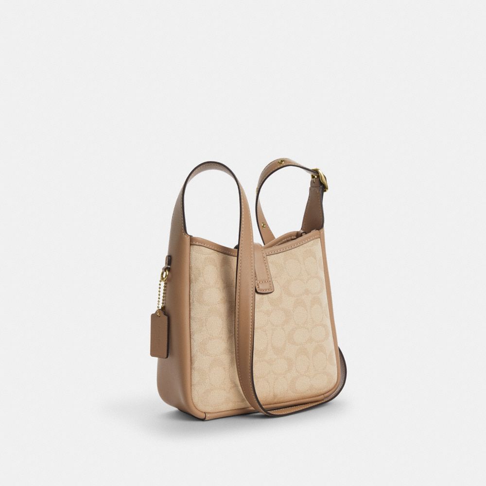 Coach Hadley Mini Crossbody Bag With Signature Canvas Gold Dark Natural Multi