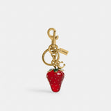 Coach Strawberry Bag Charm Brass Red