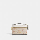 Coach Cosmetic Case In Signature Canvas With Floral Print Gold Sand Multi