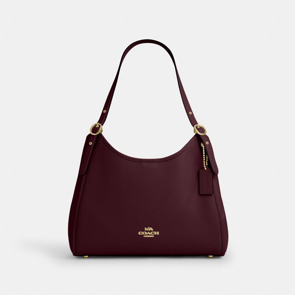 Coach Erin Shoulder Bag Gold Dark Wine
