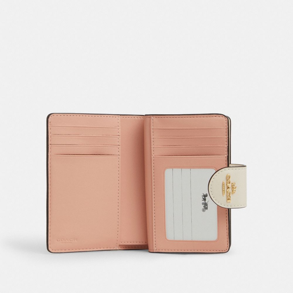 Coach Medium Corner Zip Wallet In Signature Canvas With Floral Print Gold Sand Multi
