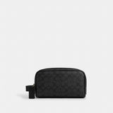 Coach Small Travel Kit In Signature Canvas Gunmetal Charcoal Black