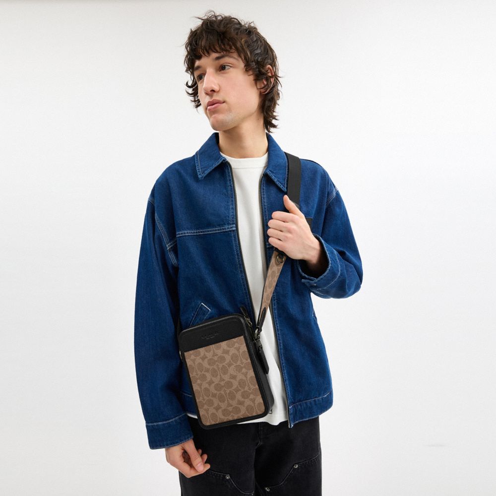 Coach Sullivan Crossbody Bag In Signature Canvas Gunmetal Tan Black