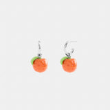 Coach Orange Huggie Earrings Silver Orange
