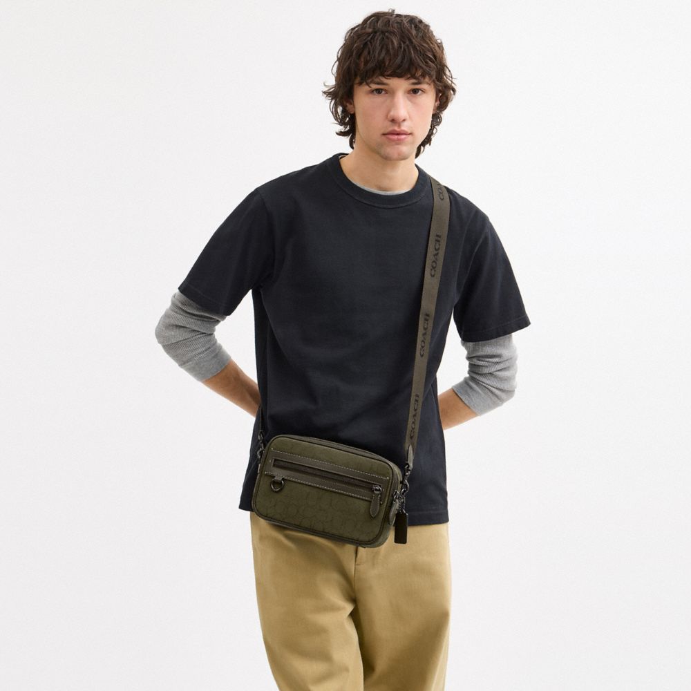 Coach Theo Camera Bag In Signature Jacquard Olive Drab