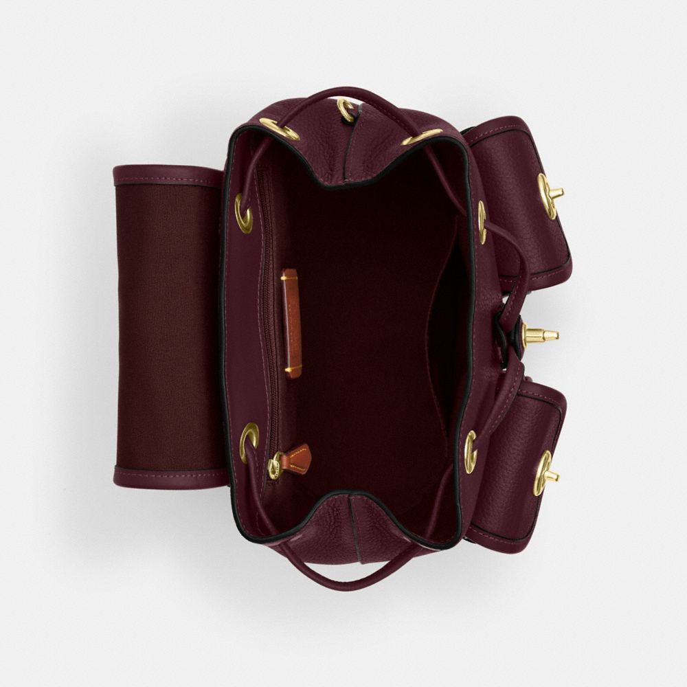 Coach Hadley Backpack Gold Dark Wine