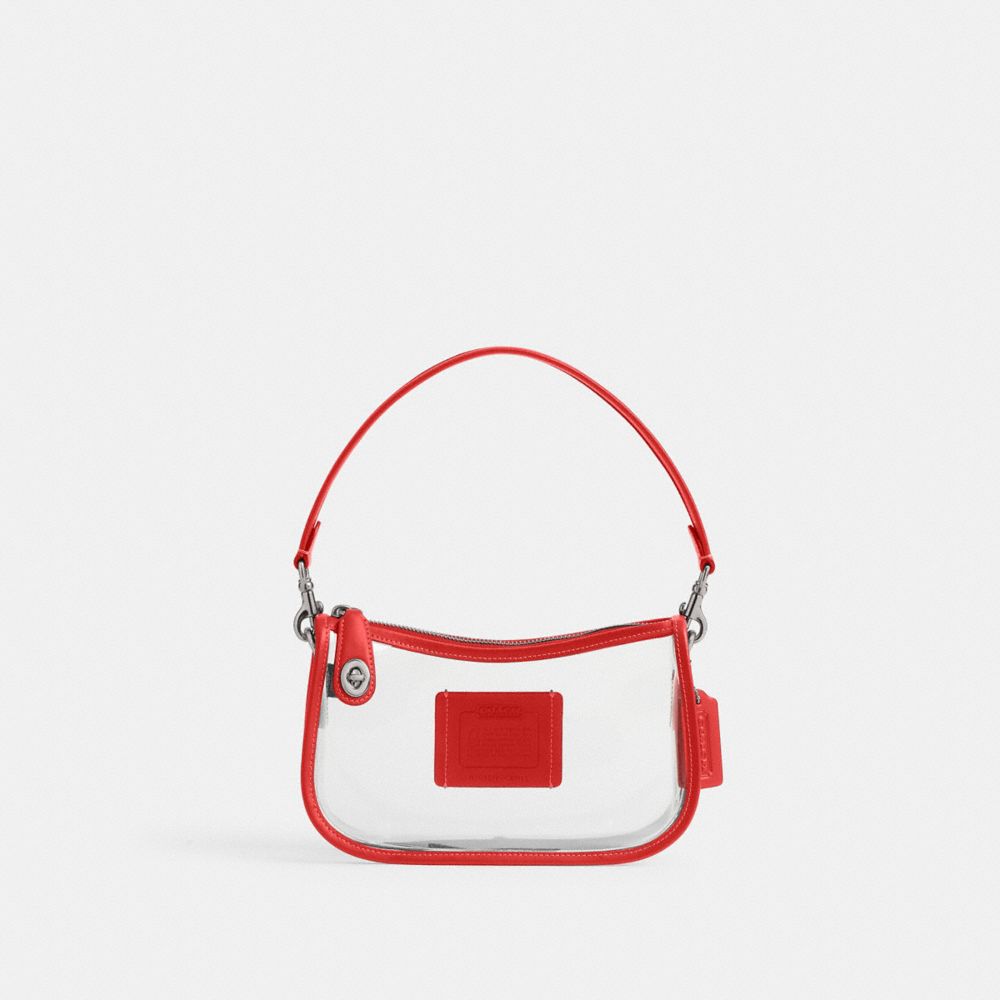 Coach Stadium Swinger Bag Silver Sport Red