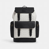 Coach Sprint Backpack In Colorblock Signature Canvas Gunmetal Chalk Black