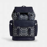Coach Sprint Backpack In Colorblock Signature Canvas Silver Denim Chalk
